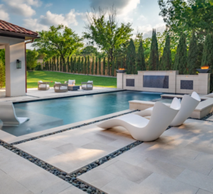 custom pool with water feature