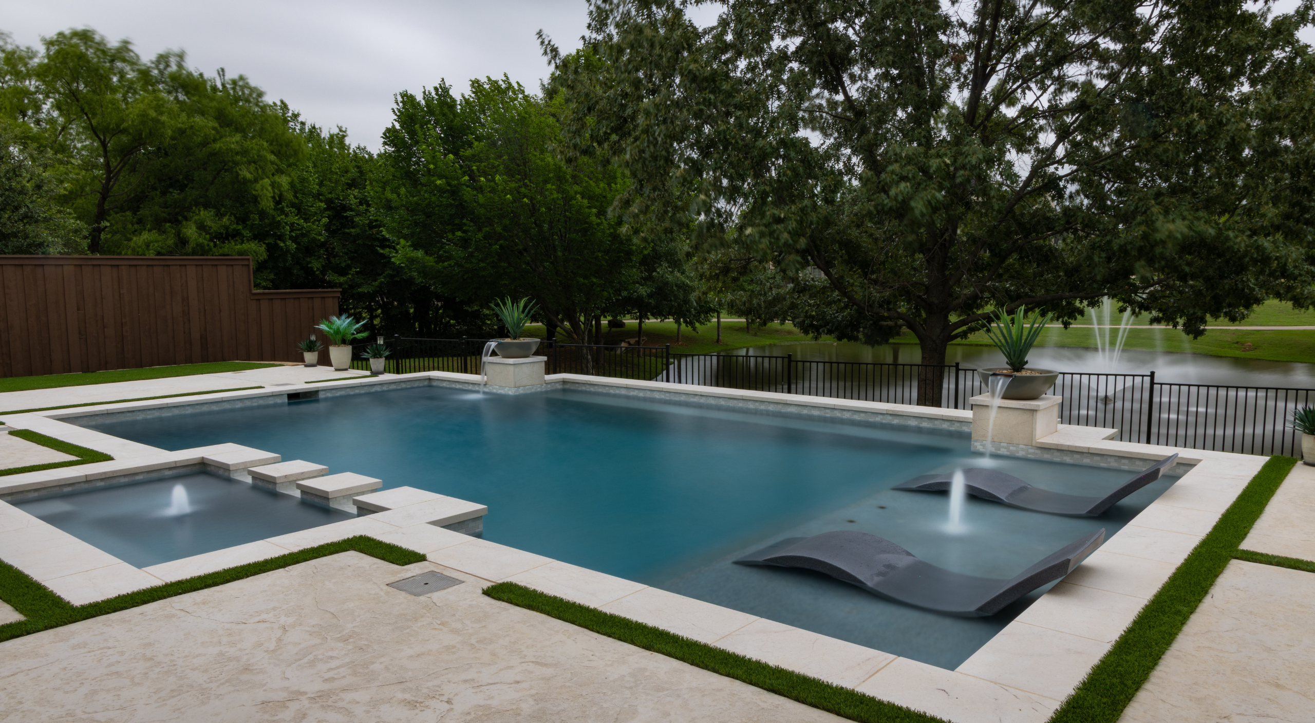custom pool with water feature